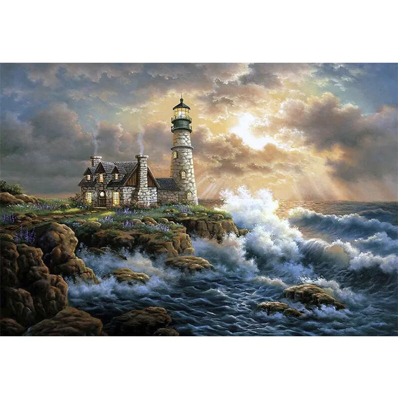 Полноразмерная/круглая 3D Алмазная вышивка распродажа 5D алмазная живопись Маяк