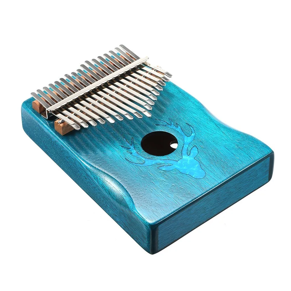 

17 Keys Kalimba Elk Thumb Piano with Hammer Portable Musical Instrument Dreamy Elk Blue Color