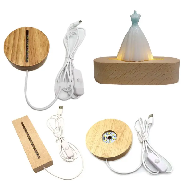 Ручной работы деревянный светодиодный светильник из полимера основание