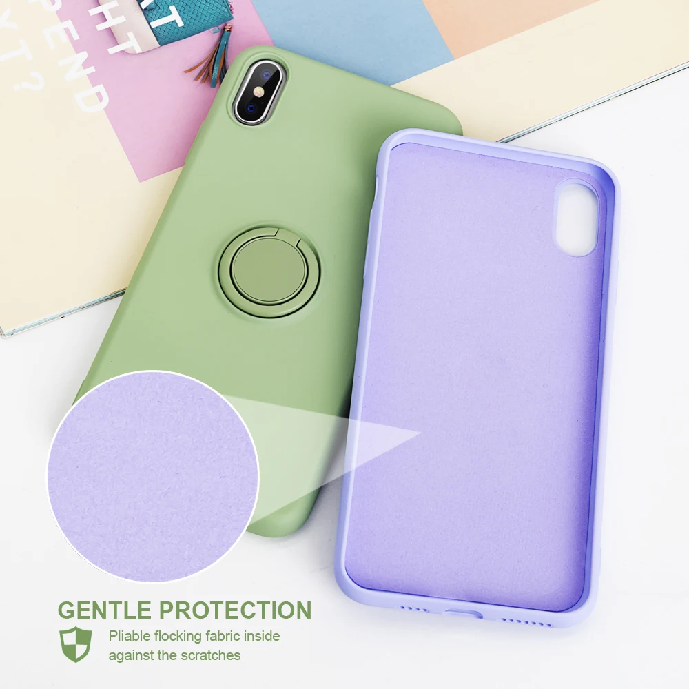 Чехол с кольцом на палец для Apple iPhone XR X XS Max 8 Plus 7 6 6S Силиконовый противоударный