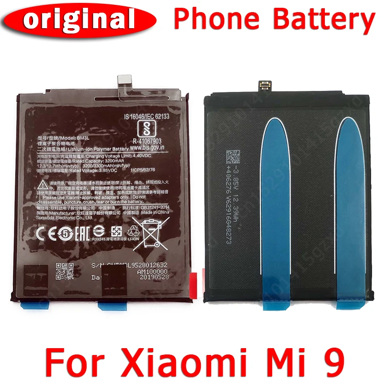 Аккумулятор BM3L для Xiaomi Mi 9 100% оригинал 3200 мАч встроенный литий ионный аккумулятор