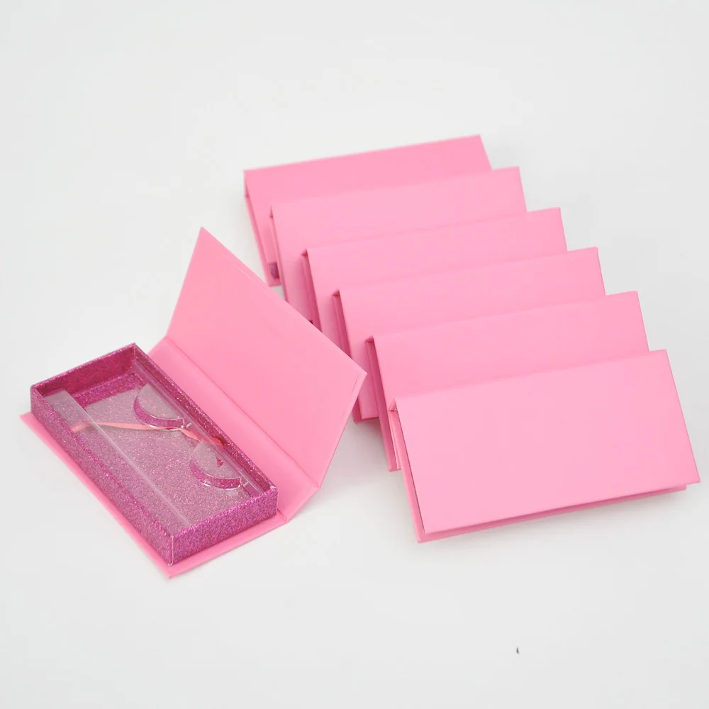 

10/lot Wholesale eyelash packaging box lash boxes package custom rectangle glitter pink 25mm mink lashes makeup case bulk vendor