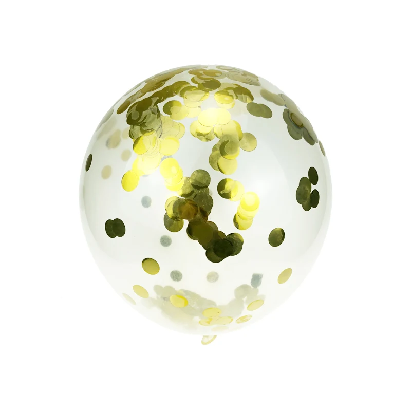Круглые латексные шары 5 шт. 12 дюймов золотые и серебряные шарики с конфетти