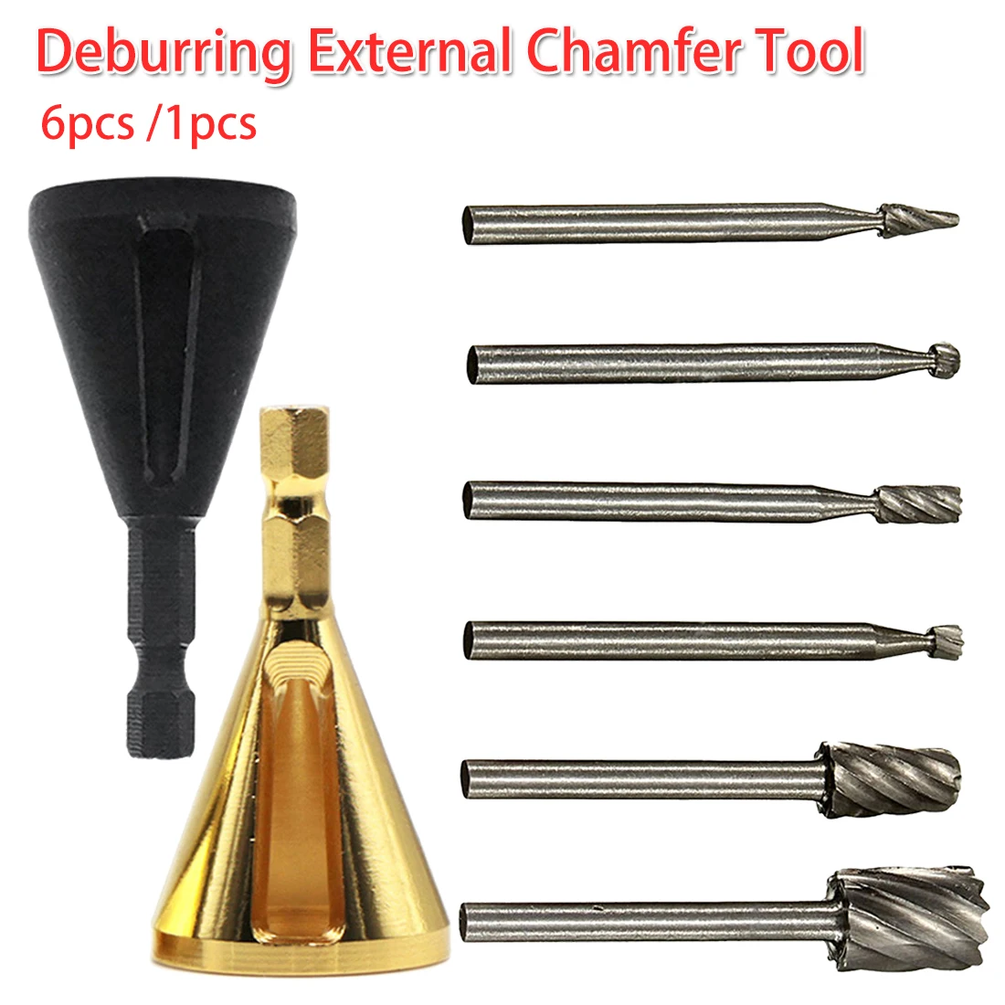 

6pcs /1pcs Deburring External Chamfer Tool Bit Hardness Drill Bit Stainless Steel Remove Burr Multifunction Drill Removing Burr