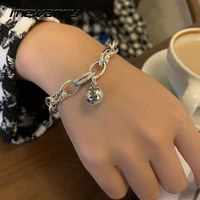 mewanry 925 stamp couples bracelet trend punk hip hop vintage creative thick chain bells party jewelry birthday gifts