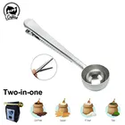 Icafilas кофейная ложка из нержавеющей стали с зажимом для пакетиков, запечатывание чая, измерение кофе, совок, зажим, Многофункциональные кухонные инструменты для еды