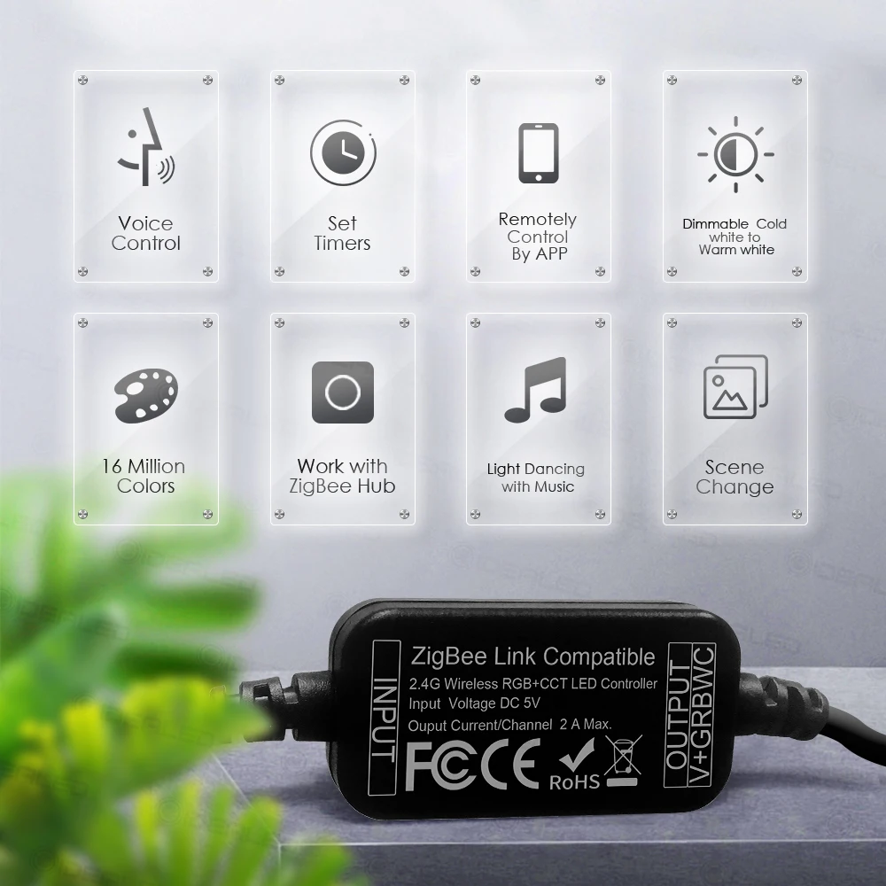 Умный zigbee контроллер RGBWW mini Smart 5 В usb rgb+ cct компьютерный ТВ светодиодный свет с zigbee hub echo