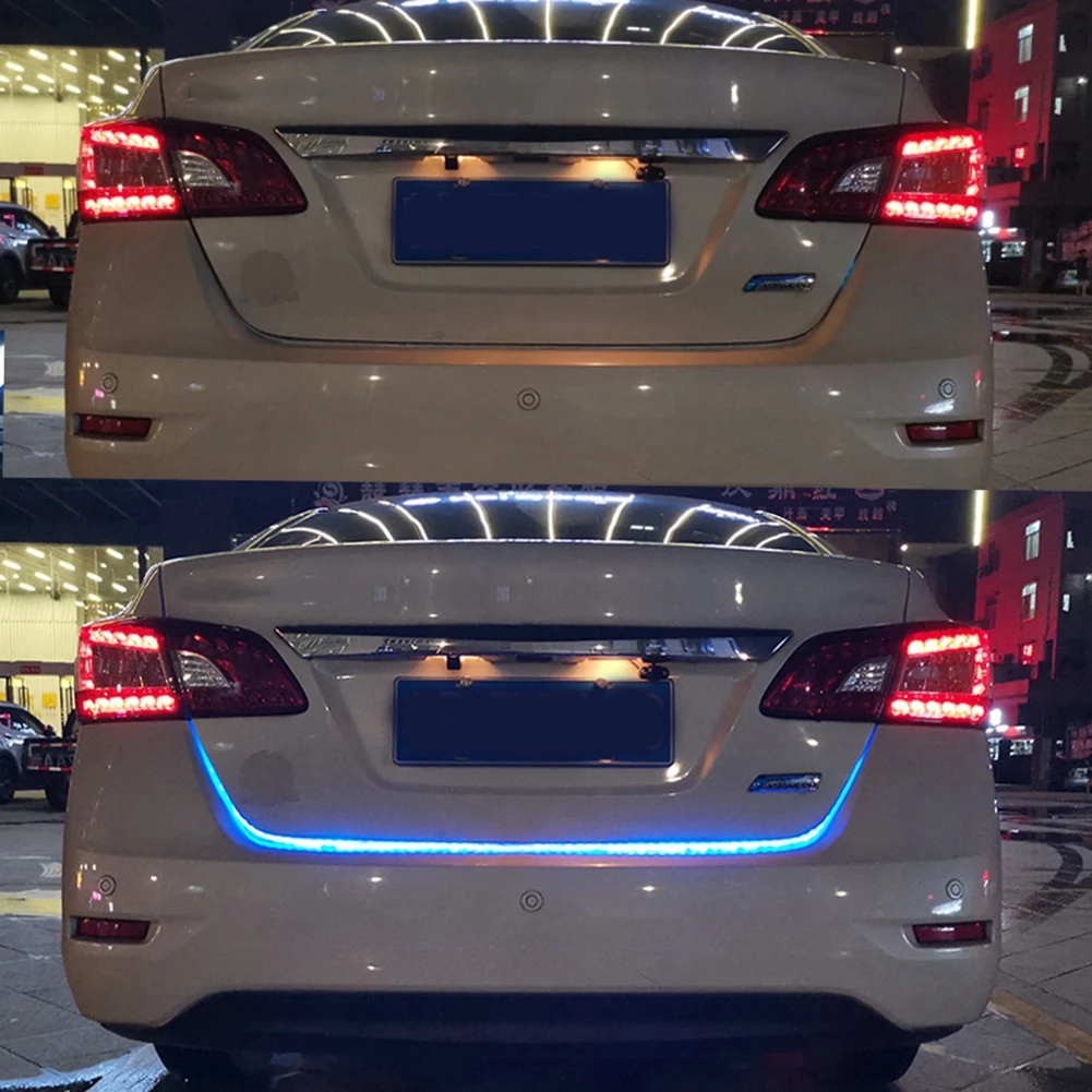 

12V Car Rear Trunk Tail Light Dynamic Streamer Reverse Warning LED Strip Light Auto Brake Stop Signal Lamp Sticker