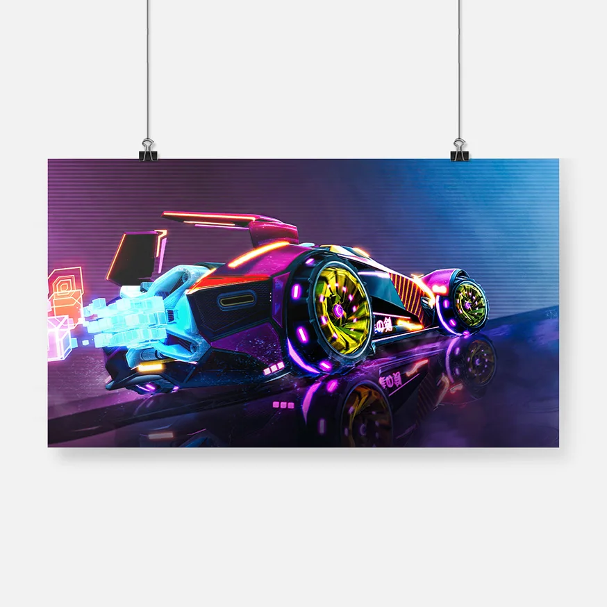 

neon car rocket league vaporwave digital art Poster Canvas Painting Wall Art Decor Bedroom Study Home Decoration Prints