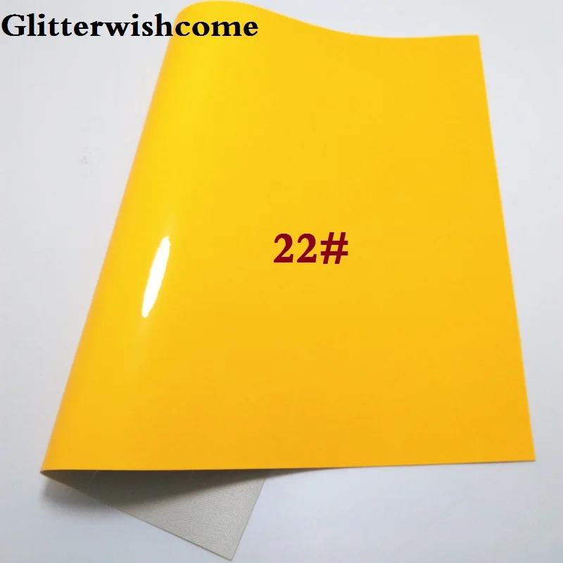 22 Glitterwishcome 21X29 см А4 Размер синтетическая кожа, Флуо лакированная гладкая кожа, искусственная из искусственной кожи Ткань Винил для бантов, GM024A - Цвет: 22