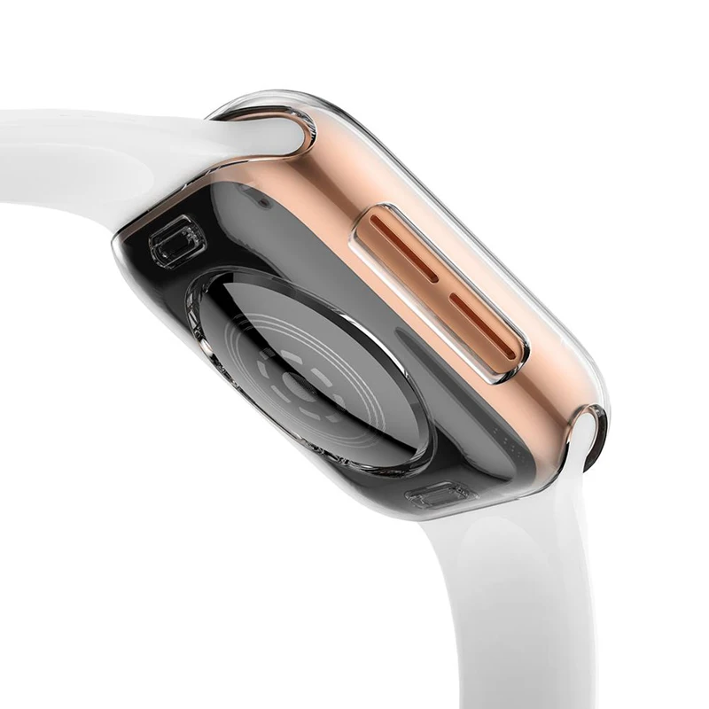 Силиконовый Смарт-часы защитный чехол для экрана Apple Watch Series 4 44/40 мм мягкий полный