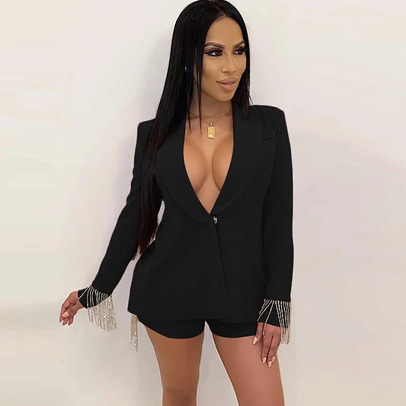 Женский офисный костюм для работы из двух предметов топ с отложным воротником и