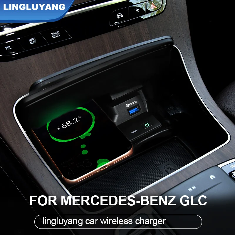 for mercedes benz w205 amg c43 c63 amg glc 43 glc 63 x253 c class glc 10w car wireless charger qi phone charger charging case free global shipping