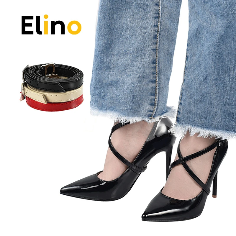 Искусственная кожа для женщин высокие каблуки ремешок обуви на лодыжке