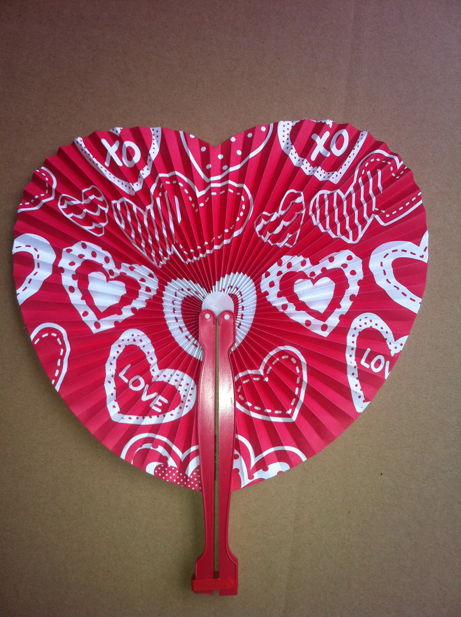 

100pcs Red Heart Paper Folding Fan - Loot/Party Bag Fillers Wedding/Kids Chinese Style Toy Fans