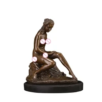artshom ds 584 western sculpture naked lady bronze art figurines sexy nude girl strip statue bar decor studio display