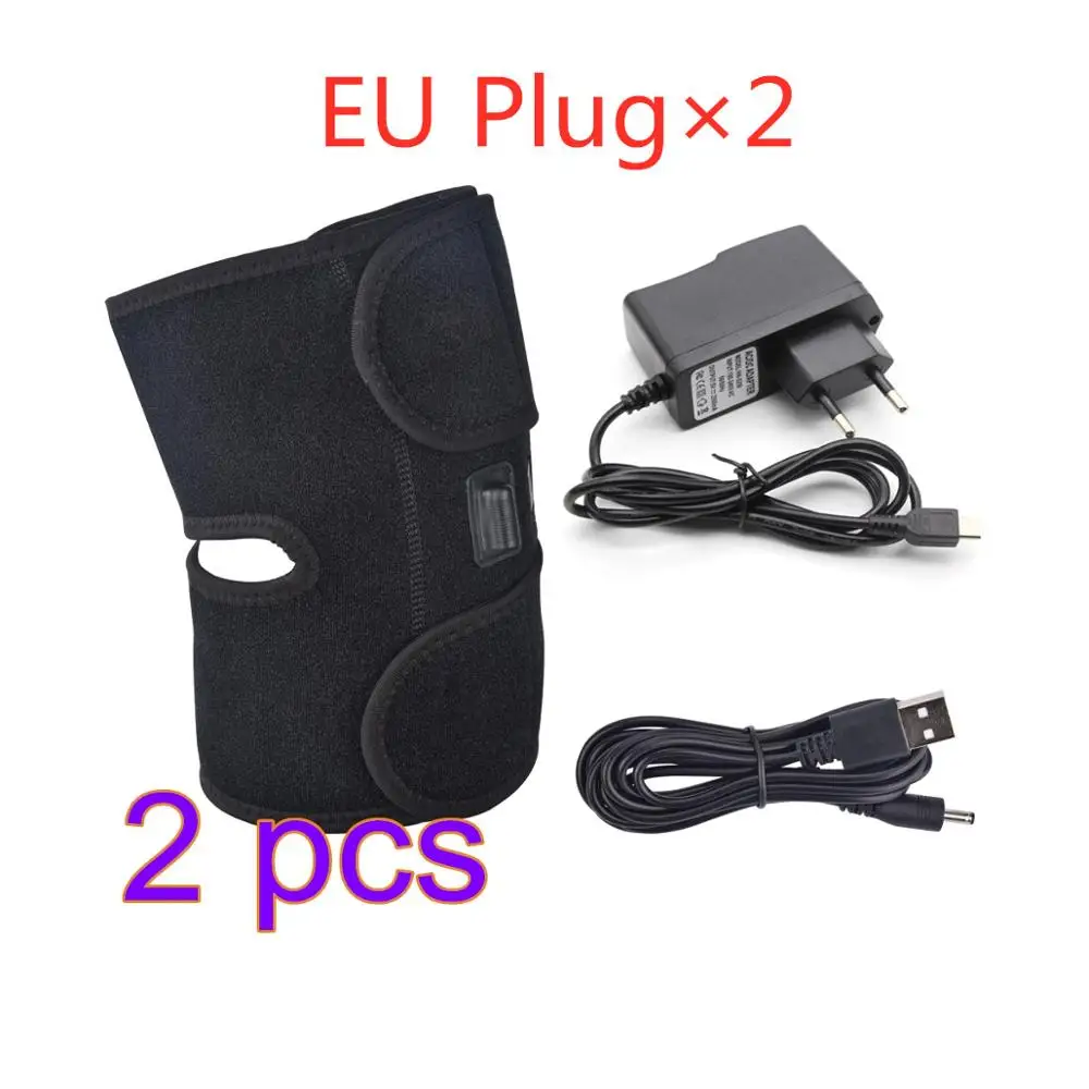 2Pcs With EU Plug Инфракрасное Отопление коленный бандаж артрит коленный бандаж поддержка массажер пояс травма судороги горячая терапия облегчение боли восстановление колена - Цвет: 2Pcs With EU Plug
