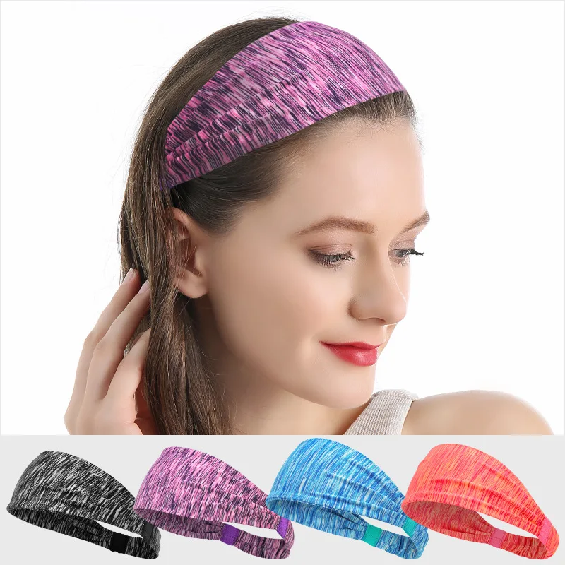 

Women Men Antiskid Sport Sweat Sweatband Solid Color Wide Bandana Yoga Gym Elastic Elastic Head Stretch Hair Band