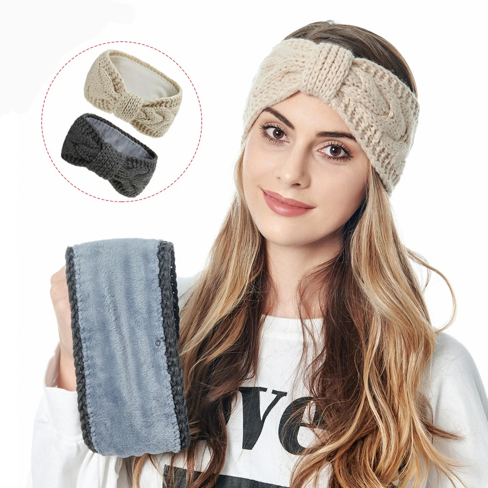 

Ruoshui Woman Warmer Headband Wool Knitted Hairband Winter Turban Bandana Hair Accessories Headwrap Headwrap