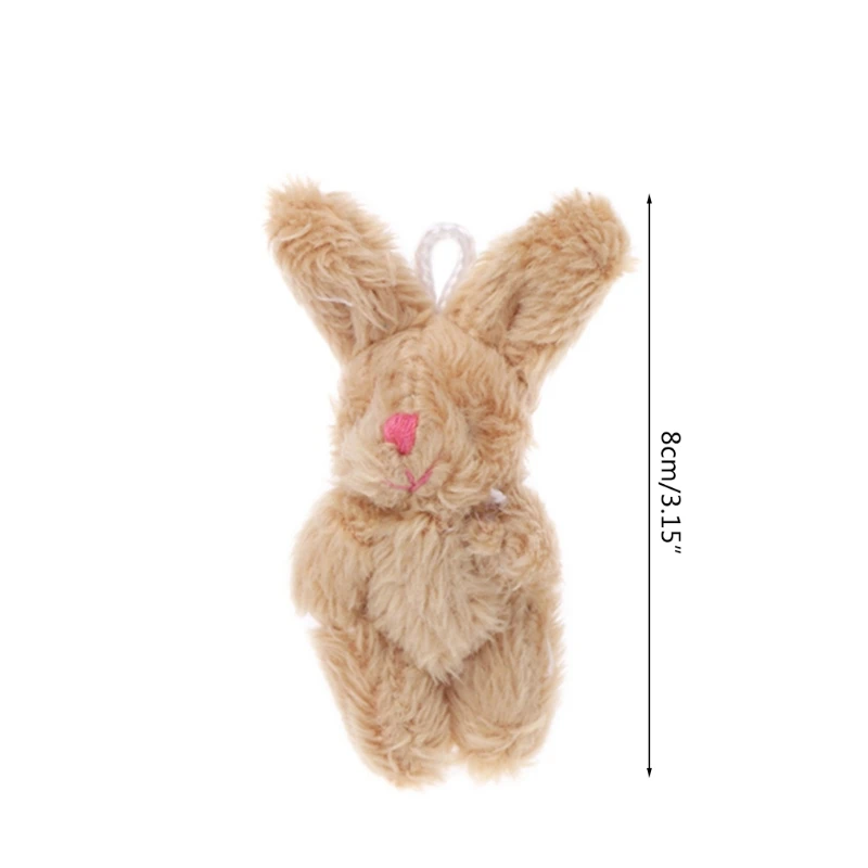 

6PCS 2" Mini Rabbit Pendant Plush Bunny For Key Chain Kids Toy Doll DIY Ornaments Gifts Party Favors