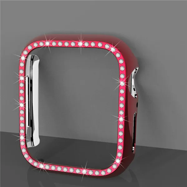 red Защитная пленка для часов PC Бампер для apple watch 4 Чехол алмазные часы корпус 42 мм 38 мм для apple watch 3 2 44 мм 40 мм iwatch 4 - Цвет: red