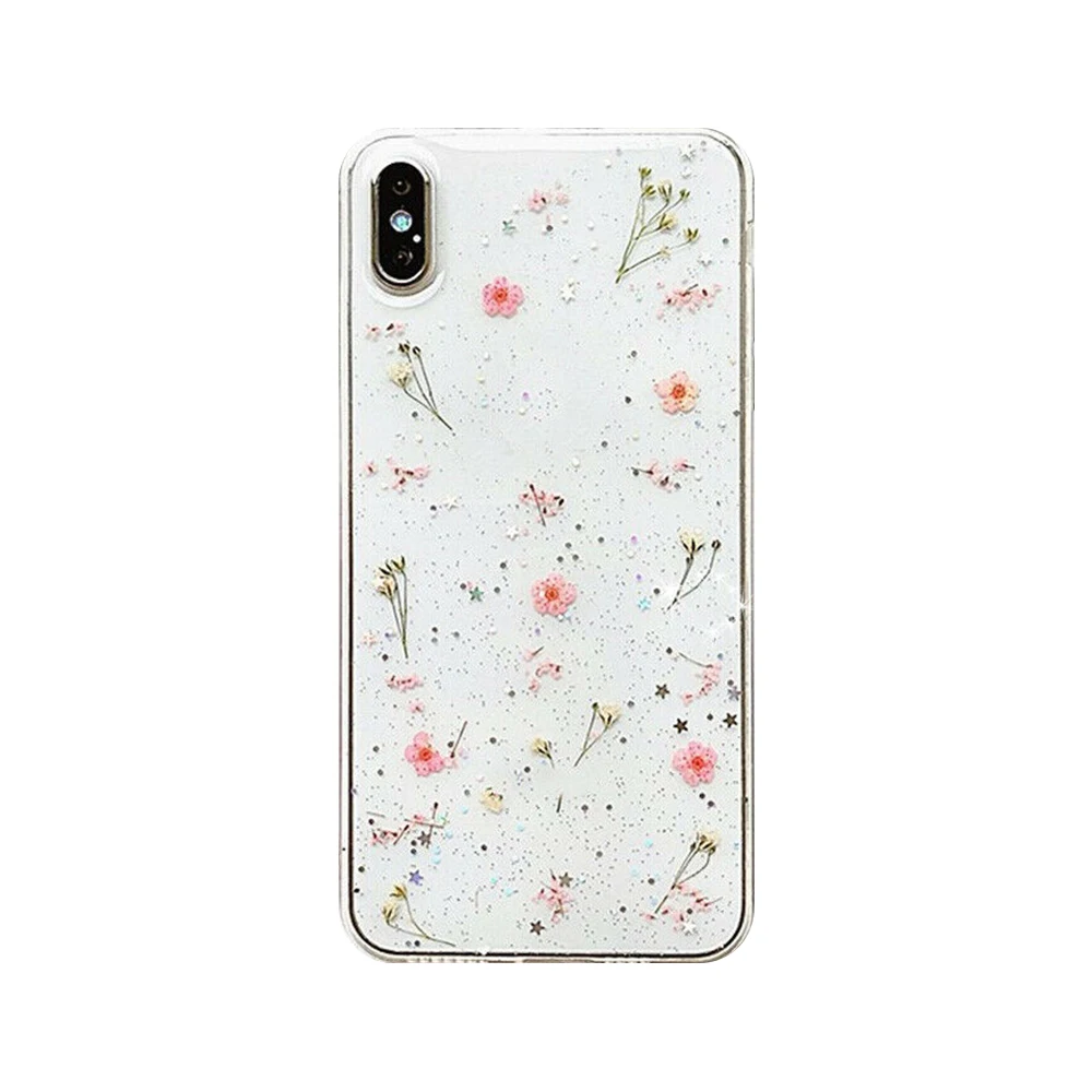 Чехол-накладка для iPhone 11 Pro XS Max 7 8 6 6S Plus X XR прозрачный с настоящими высушенными
