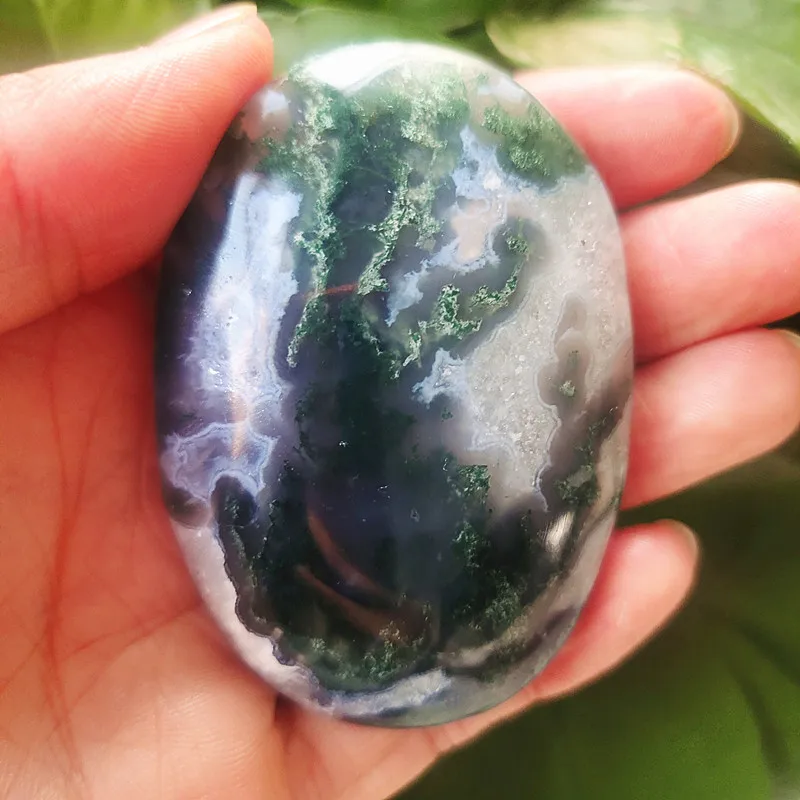

Natural Water Plant Agate StonePalm Stone Plaything Stone Yoga Stone Exercise Stone Material Spiritual Meditation Crystal