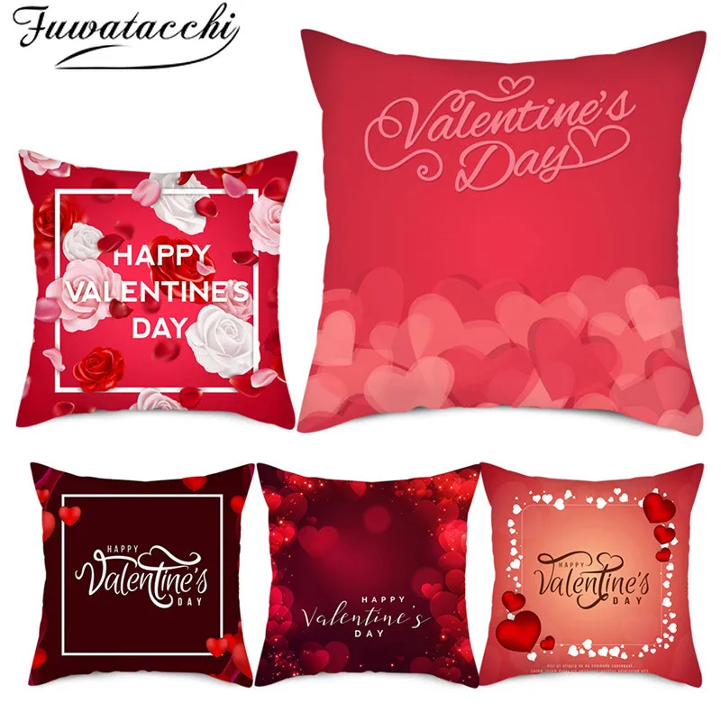 Fuwatacchi Valentine's Day present Cushion Covers red love Pillow Cases For Car Bedroom Sofa Decorative Throw Pillows | Дом и сад