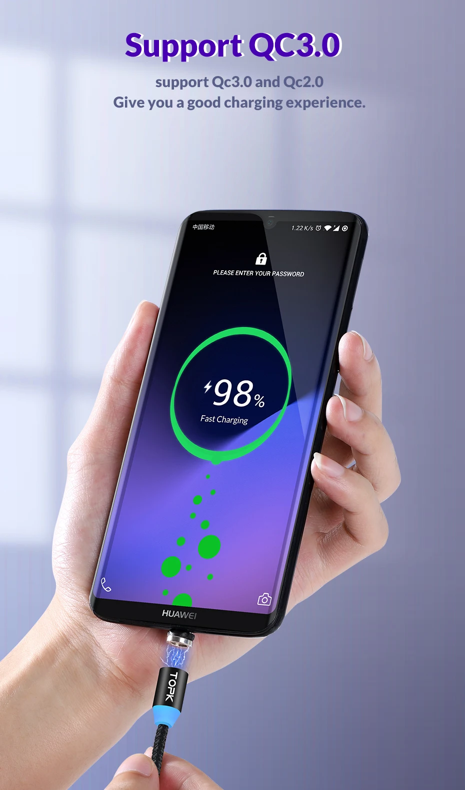 TOPK AM37 Быстрая зарядка Магнитный зарядный кабель mi cro usb type C кабель для iPhone X Xs Max 11 8 7 6 Xiaomi mi note 10 телефонные кабели