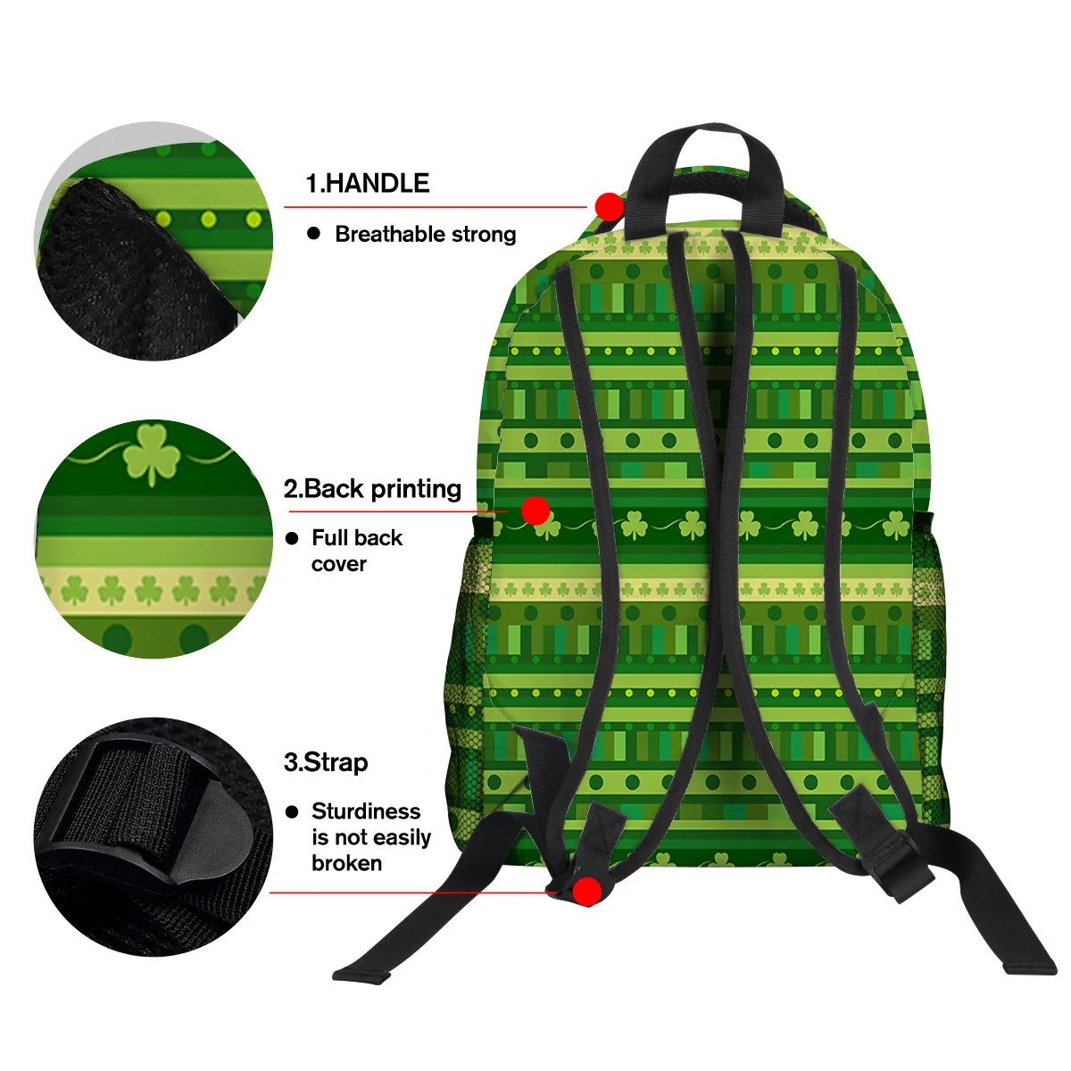 Рюкзак St. Patrick'S Day Clover для студентов колледжа износостойкий рюкзак ноутбука