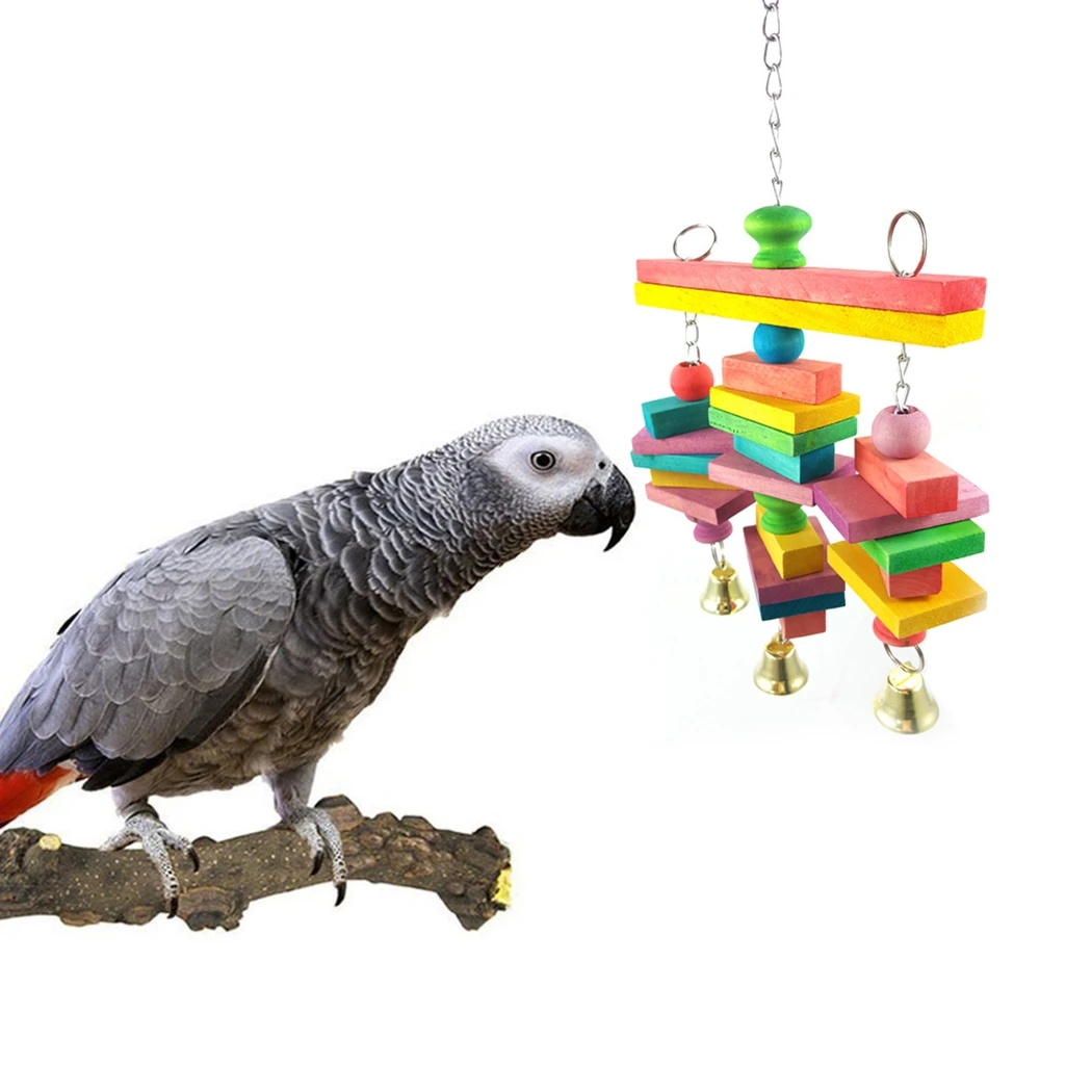 

1pc Hot Selling Bird Wooden Toy Interactive Funny Bird Hanging Toy Parakeet Chewing Toy For Cage Bird Supplies Multicolor