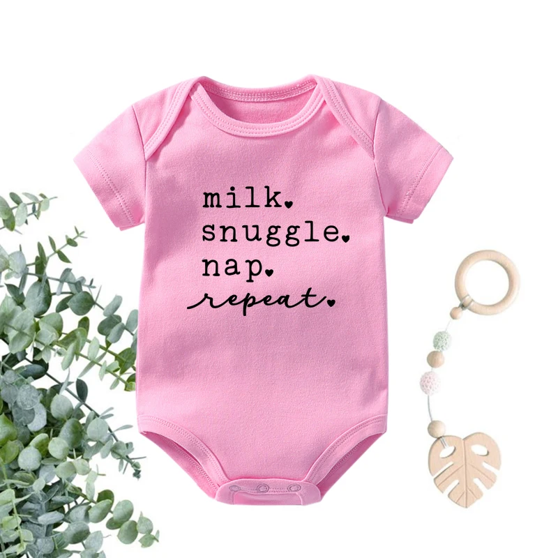 Mono de algod&oacute;n de manga corta para beb&eacute;s y ni&ntilde;as, peleles con estampado de repetici&oacute;n para reci&eacute;n nacidos-1