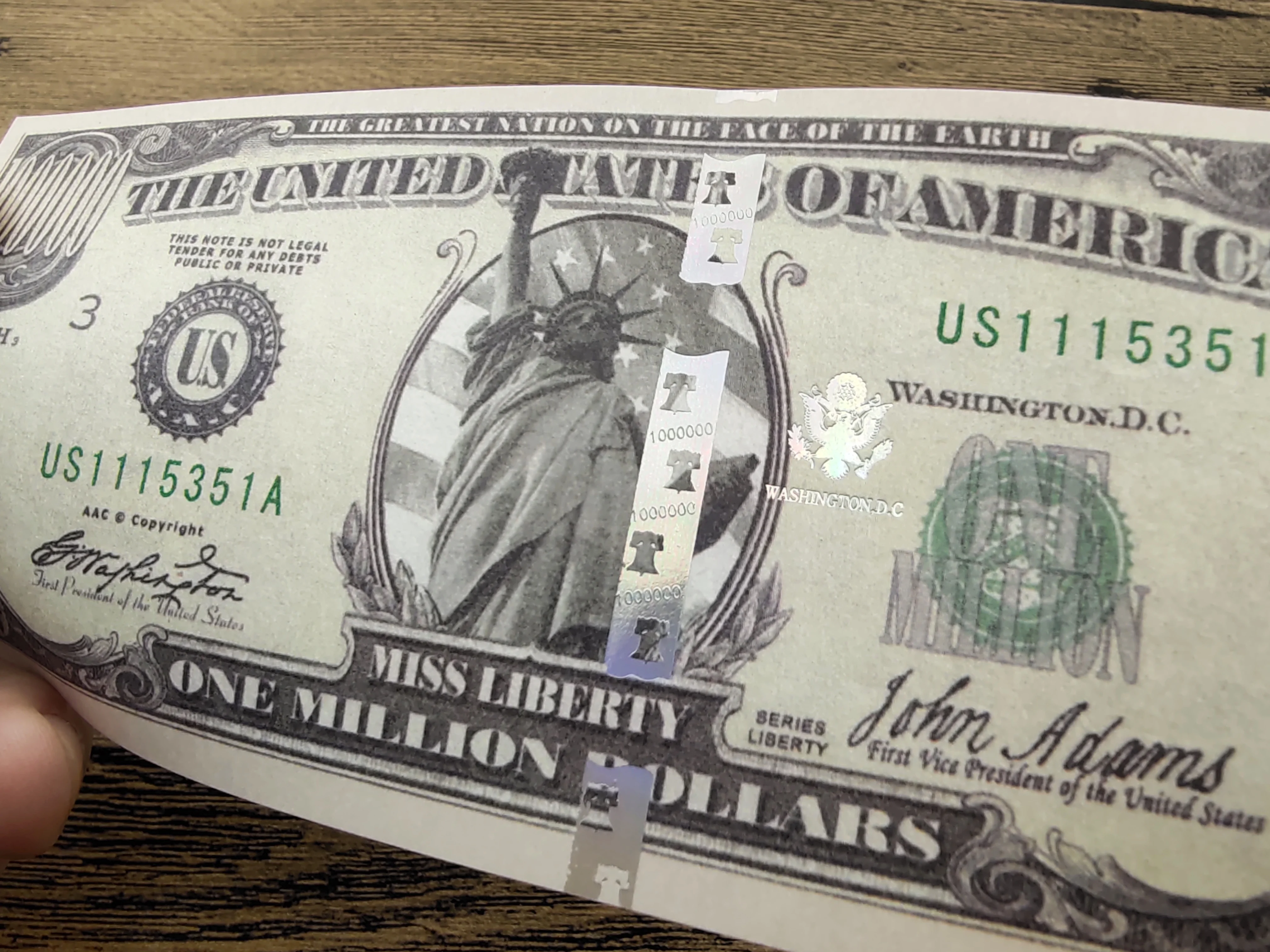 20 шт. один миллион долларов США бумажные Поддельные Банкноты банкноты без