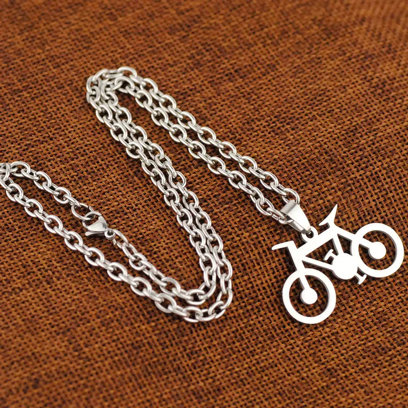 Нержавеющая сталь простой подвеска в форме велосипеда Ожерелье Милые серебро