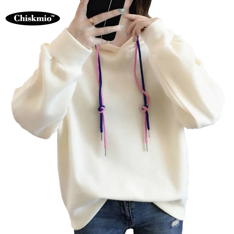 Толстовка Chiskmio женская с капюшоном свитшот на шнуровке пуловер теплая свободная