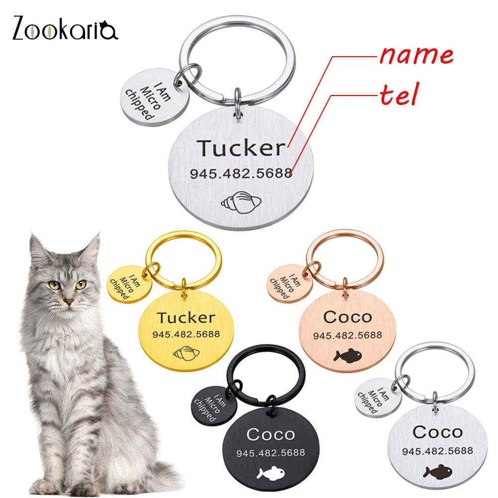 

Personalized Dog Pet ID Tag Engraved Name Phone Fish Pet ID Name for Cat Puppy Dog Tag Pendant Keyring Pet Accessories