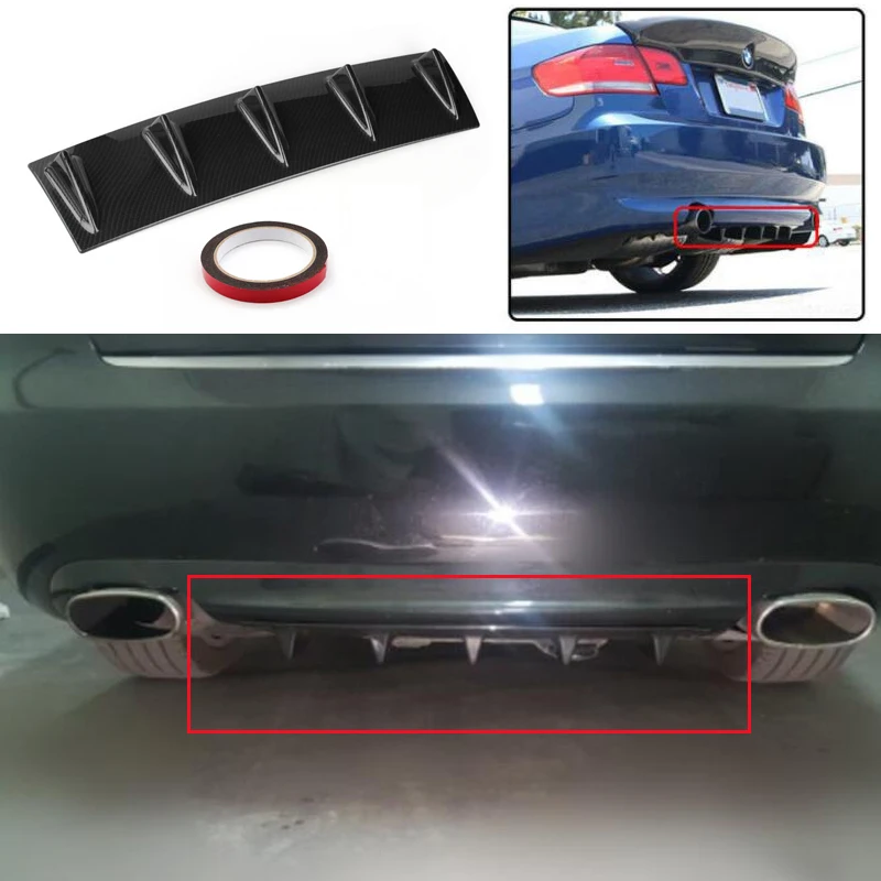 

Universal Car Rear Bumper Chassis Deflector Five Teeth Shark Fin Spoiler Accessory Durable Easy to Install Car Accessories