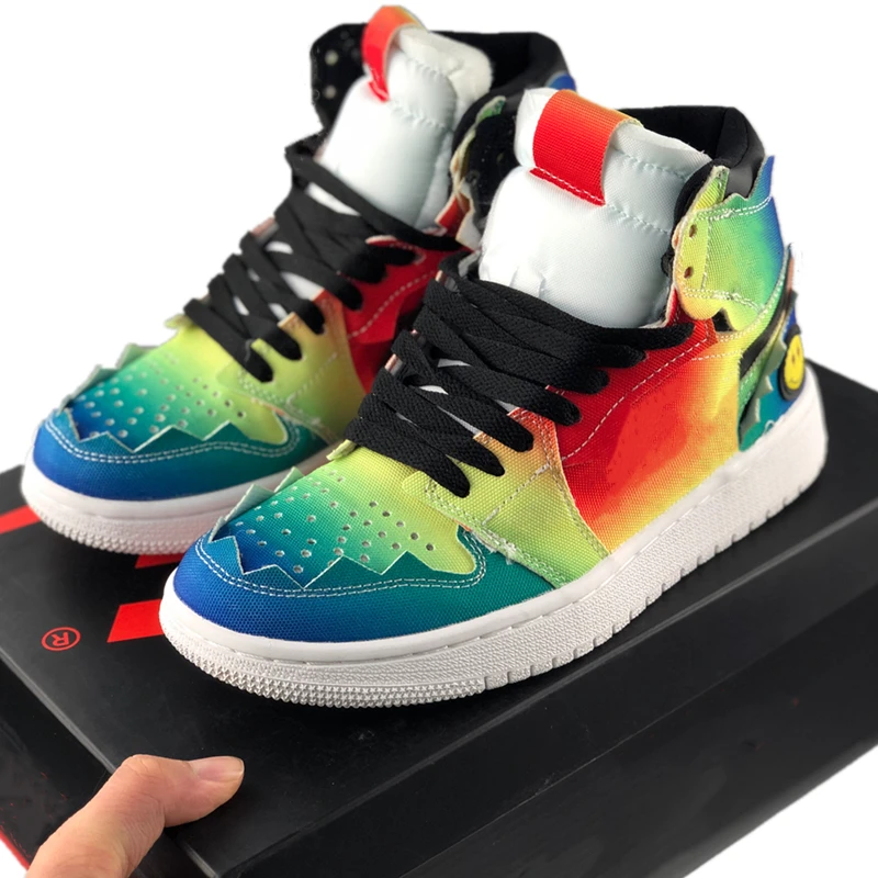 

Have 1 Good Day OG J Balvin High and Mid Top Tie Dye Iridescence Basketball Shoes 1s Balvin Athletic Shoes