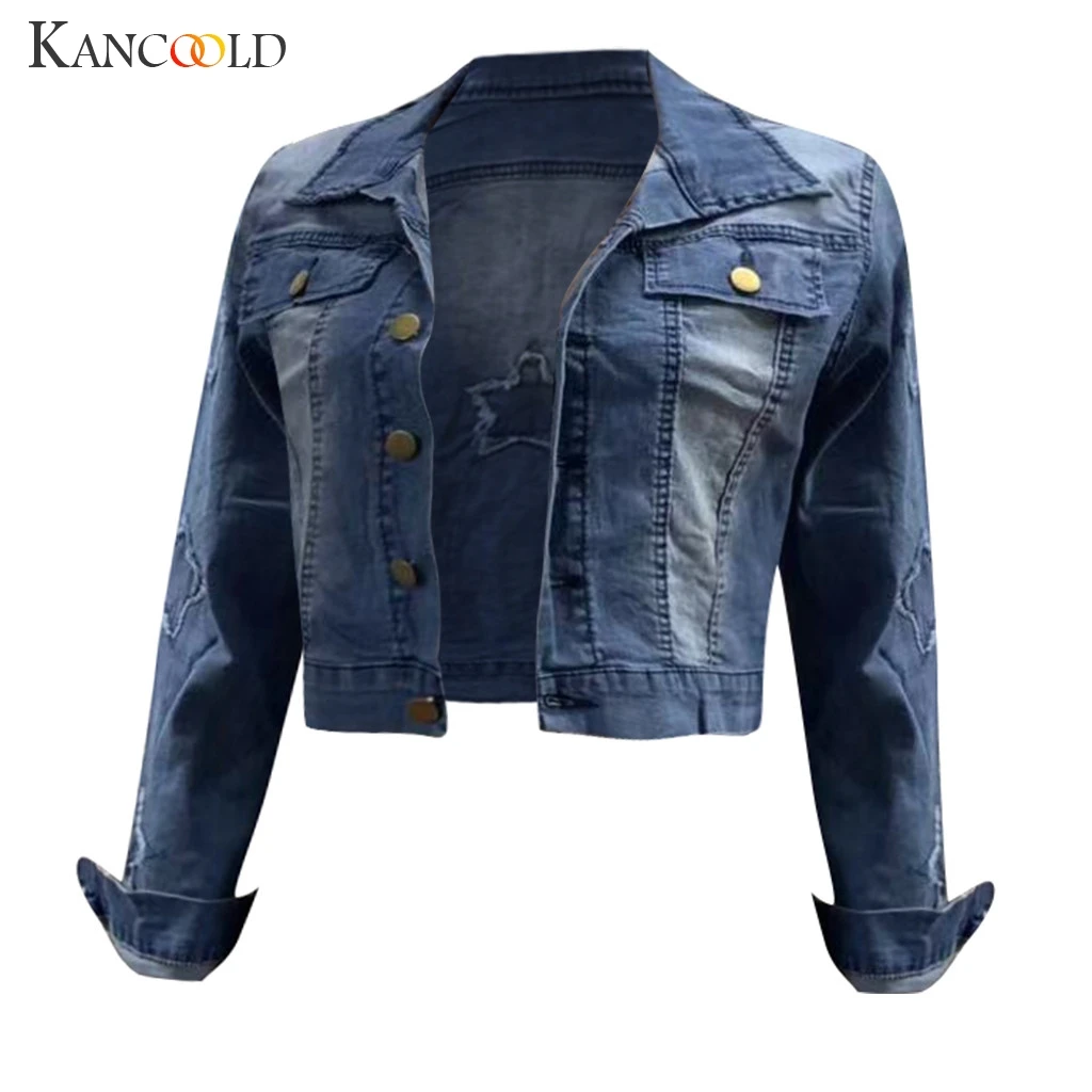 Пальто KANCOOLD женская короткая джинсовая куртка с принтом женское повседневное