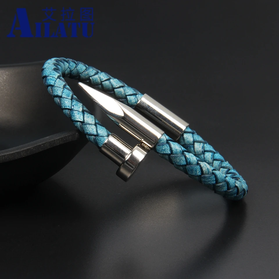 Bracelets Ailatu Cowhide Leather Stainless Steel Luxury Men for Charm Hand Made New Genuine Magnetic Buckle Present Gift |Плетеные