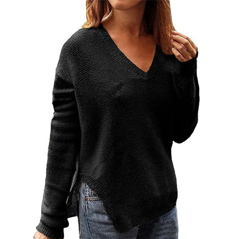 

Sexy Knitted V Neck Sweater Women Plus Size Loose Sweater Oversized Women Pullover Sweater Female Long Sleeve Winter Knitwear