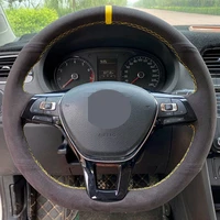 customized car steering wheel cover black genuine leather for volkswagen vw golf 7 mk7 new polo jetta passat b8 tiguan sharan