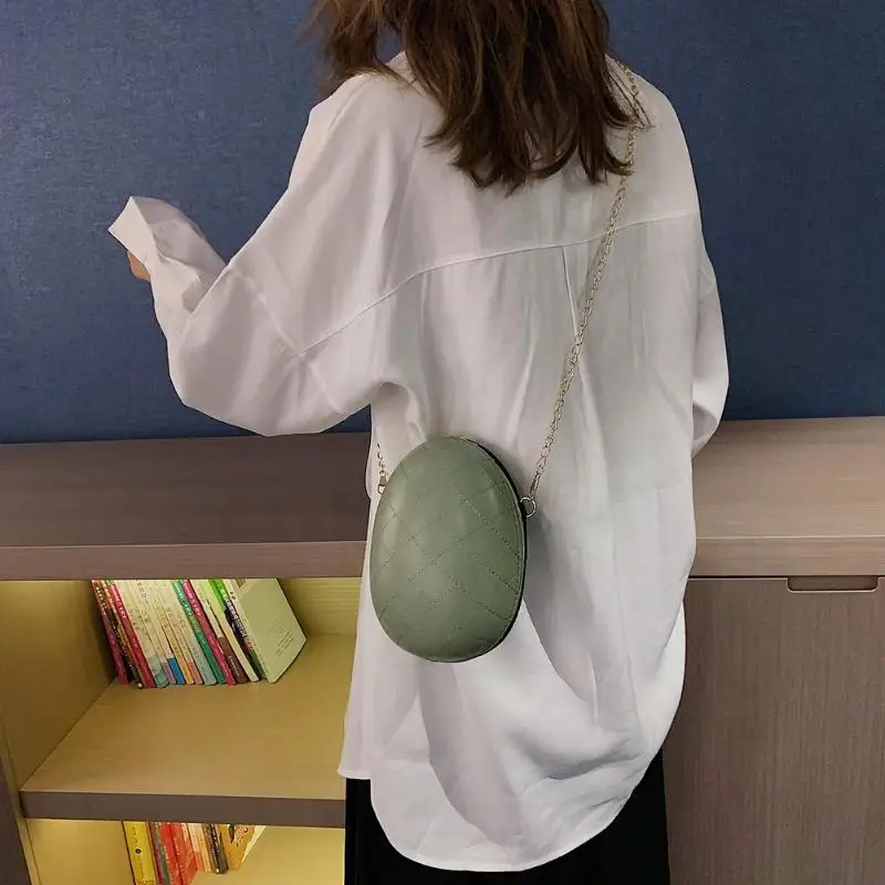 Модная овальная сумка на плечо женская сумка из искусственной кожи с цепочкой через плечо сумка-мессенджер ZipperSolid цвет Дамский кошелек для денег