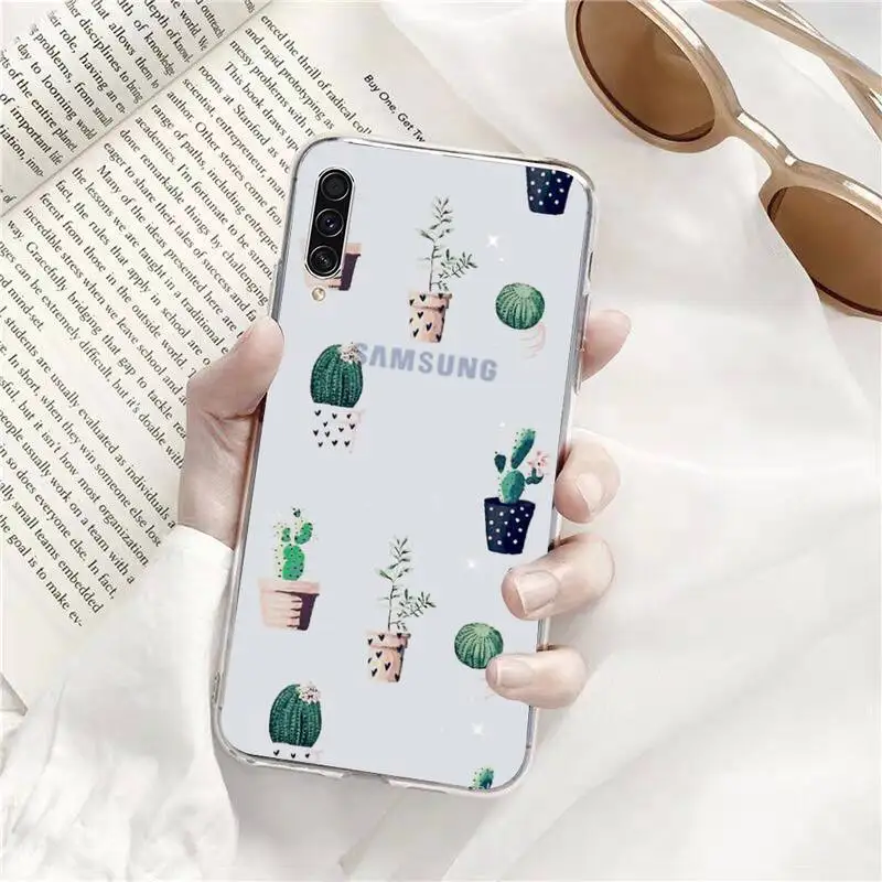 

Lovely kawaii cactus Phone Case Transparent for Samsung s9 s10 s20 Huawei honor P20 P30 P40 xiaomi note mi 8 9 pro lite plus