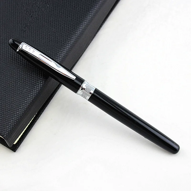

Luxury metal Silver black Roller ball Pen 0.5mm refill School Office supplies ball pens high quality send friend business gift