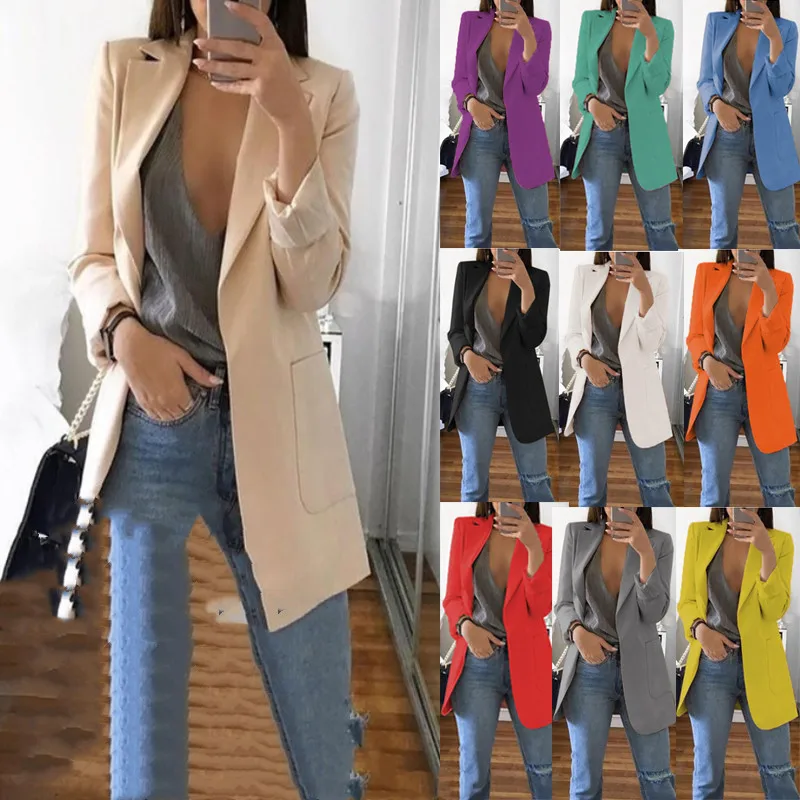 

Casual Lapel Slim Cardigan Temperament Suit Coat, Basic Fashion, Plain Color, Loose Coat High Quality 5XL 2021 Autumn And Winter
