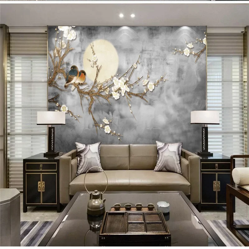 Большие Настенные обои XUE SU на заказ в новом китайском стиле цветы и птицы