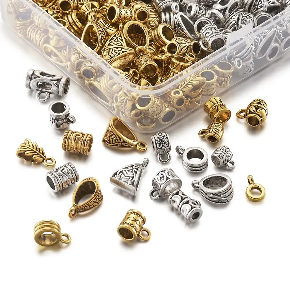 Шт./компл. Вешалка из тибетского сплава звенья золотистые/Серебристые бусины