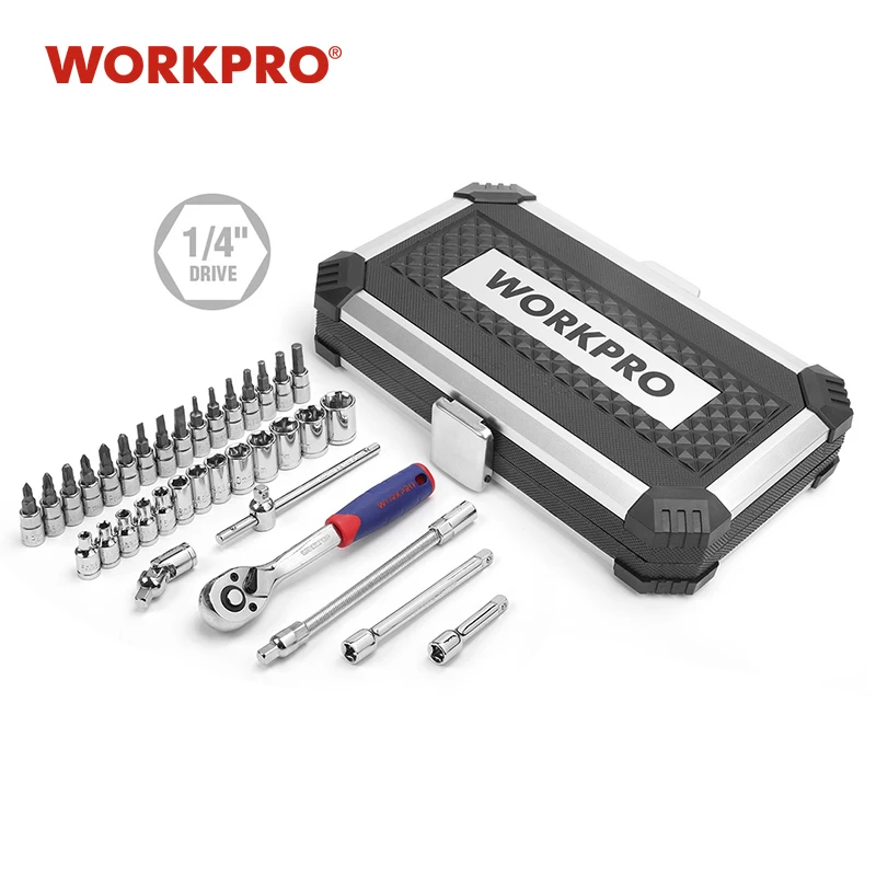 WORKPRO 35 шт. Набор инструментов для ремонта автомобилей Sokcet набор метрических 1/4
