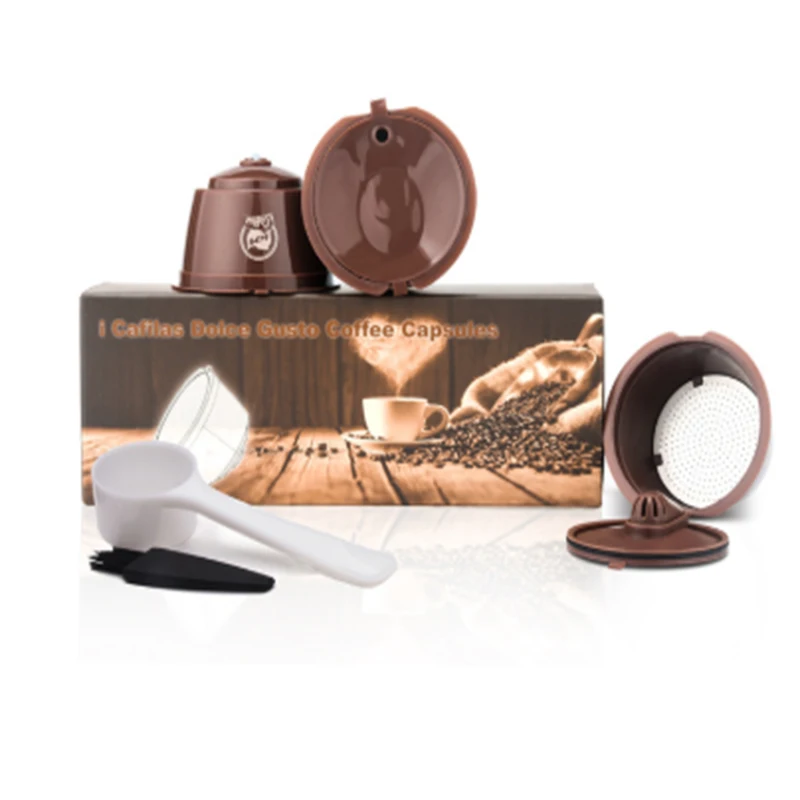 

1Pcs Fit For Dolce Gusto Coffee Filter Cup Reusable Coffee Capsule Pods Stainless Steel Food Grade Refillable with Spoon Brush